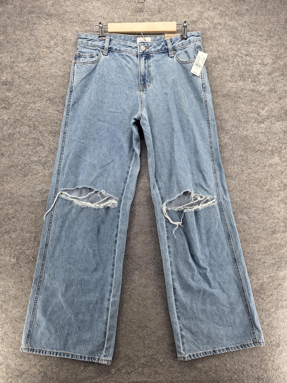 Pacsun Jeans Womens 28 Blue Low Rise Baggy Wide Leg Distressed Ripped Denim